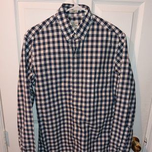 J.Crew white and navy blue gingham dress shirt